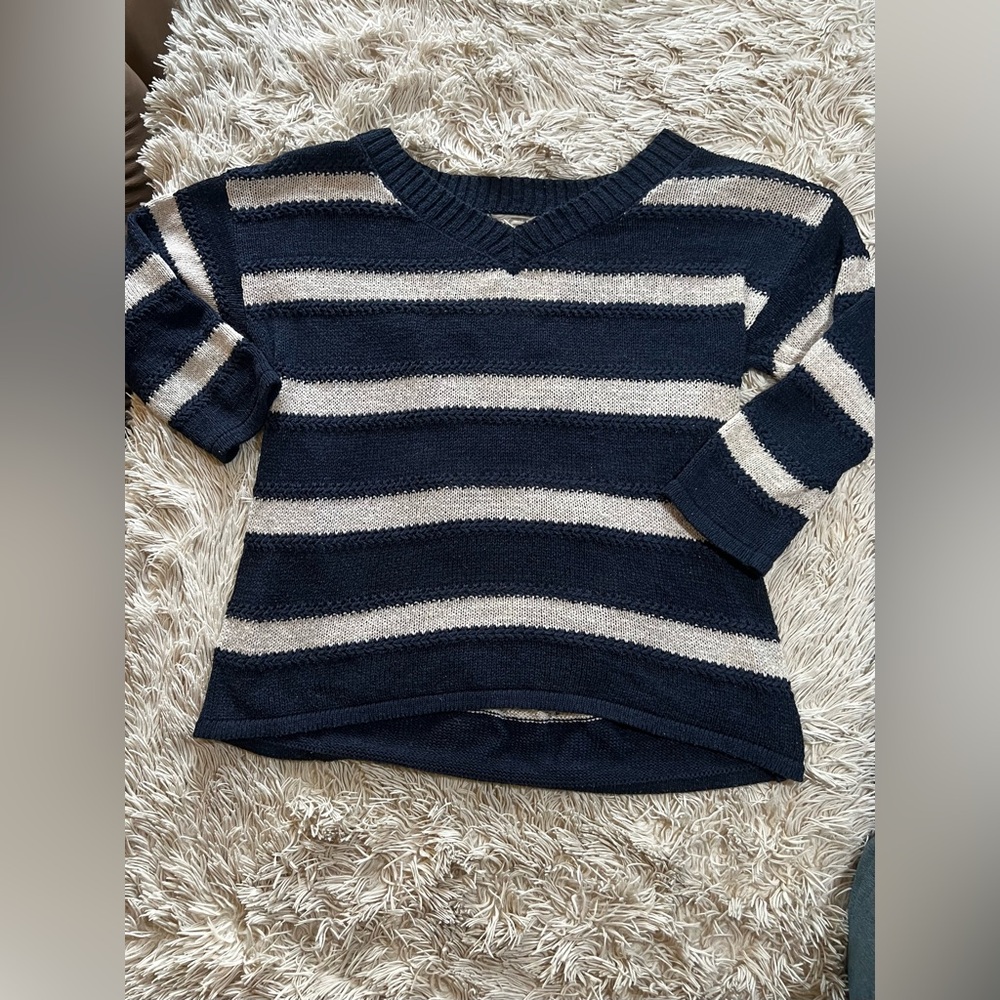 Striped, Navy and White Sweater